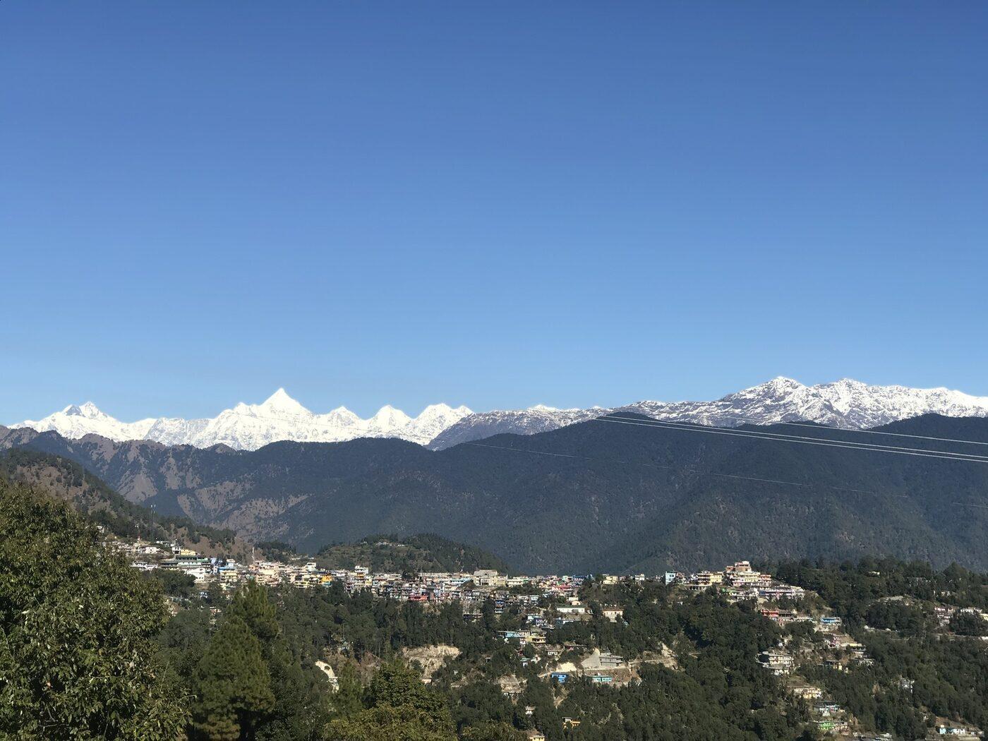The town of Didihat with the Panchachuli range rising in the background.