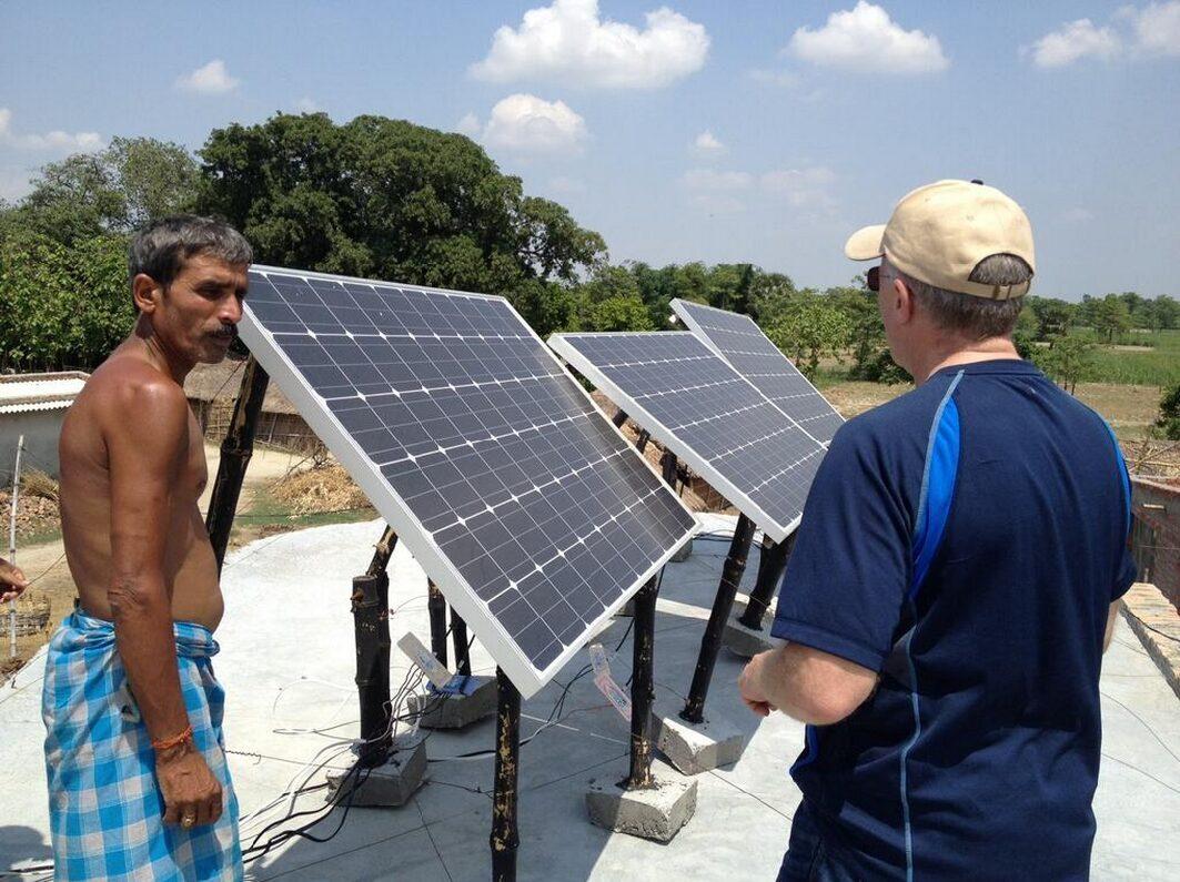 Solar panels installed in an off-grid Indian village, part of the carbon-smart vision.